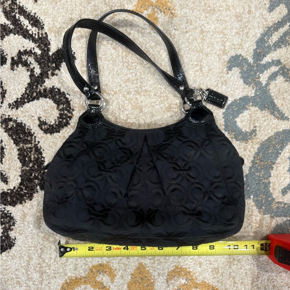 Coach Gramercy OP Art Top Handle Bag Quilted EUC Black